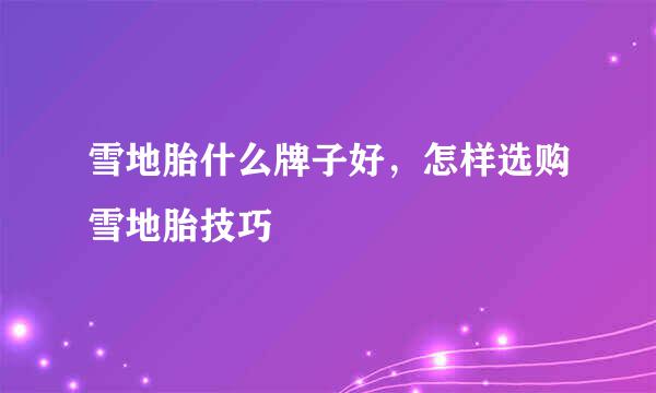 雪地胎什么牌子好，怎样选购雪地胎技巧