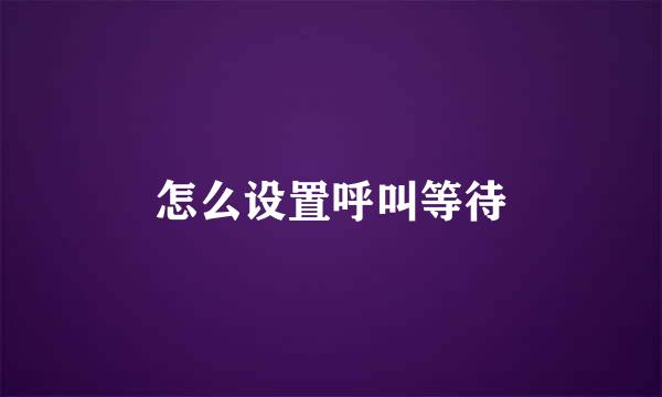 怎么设置呼叫等待