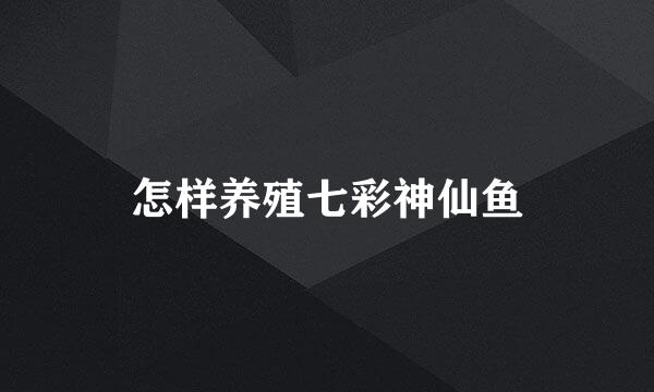 怎样养殖七彩神仙鱼
