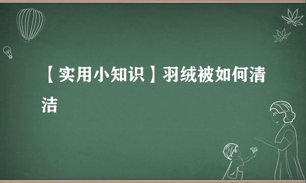【实用小知识】羽绒被如何清洁