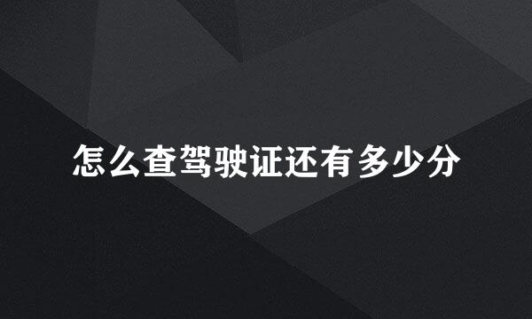 怎么查驾驶证还有多少分