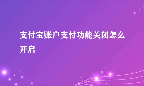 支付宝账户支付功能关闭怎么开启