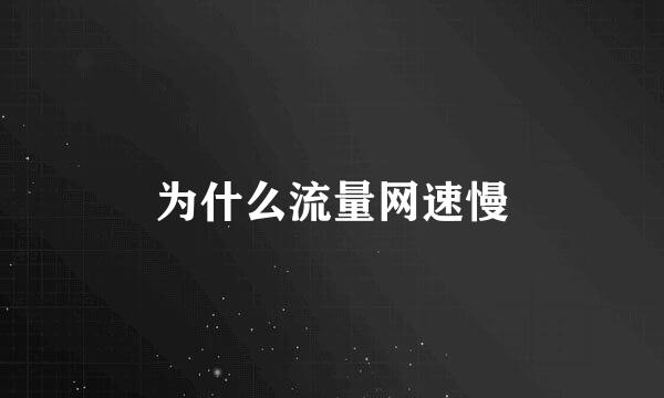 为什么流量网速慢