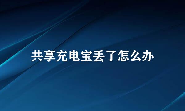 共享充电宝丢了怎么办