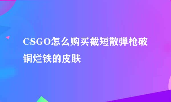 CSGO怎么购买截短散弹枪破铜烂铁的皮肤