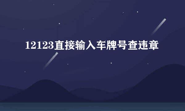 12123直接输入车牌号查违章