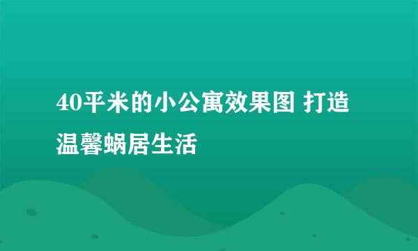 40平米的小公寓效果图 打造温馨蜗居生活