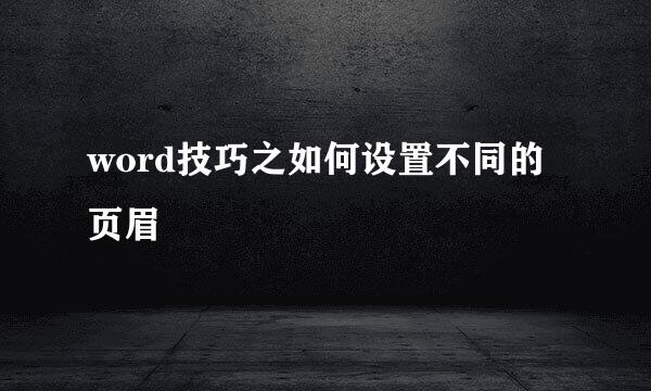 word技巧之如何设置不同的页眉