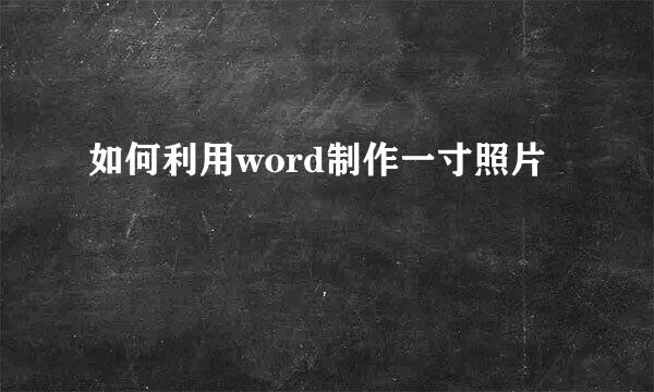 如何利用word制作一寸照片