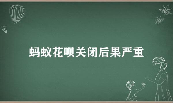 蚂蚁花呗关闭后果严重