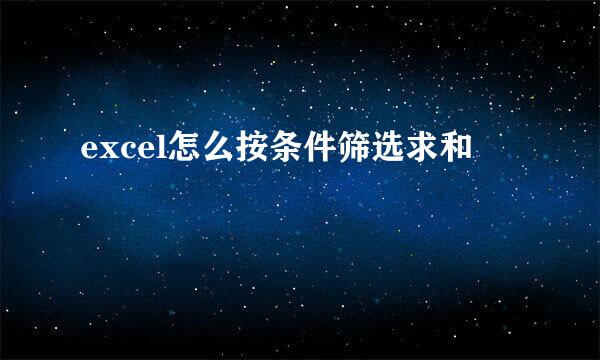 excel怎么按条件筛选求和