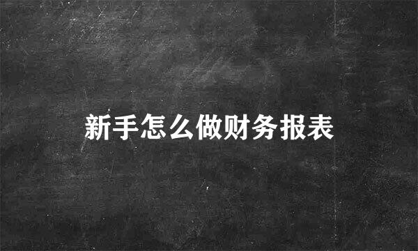 新手怎么做财务报表
