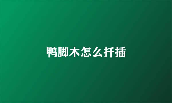 鸭脚木怎么扦插