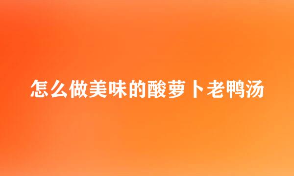 怎么做美味的酸萝卜老鸭汤