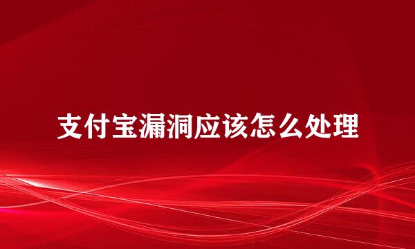 支付宝漏洞应该怎么处理