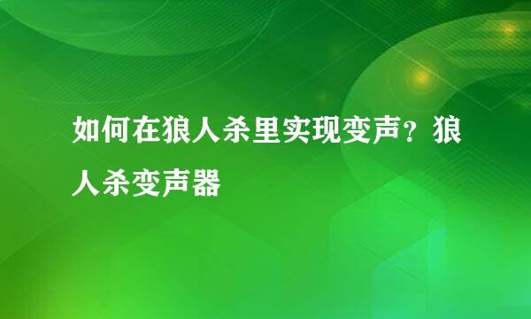 如何在狼人杀里实现变声？狼人杀变声器