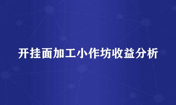 开挂面加工小作坊收益分析