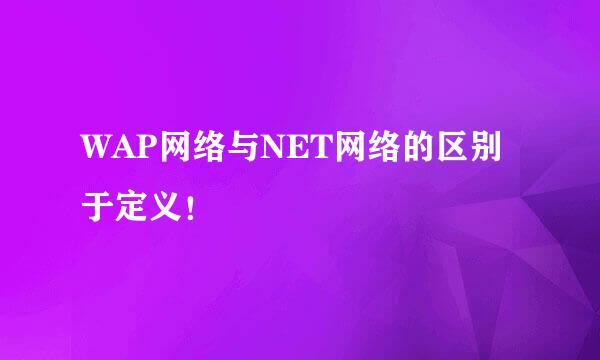 WAP网络与NET网络的区别于定义！