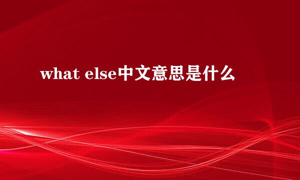 what else中文意思是什么