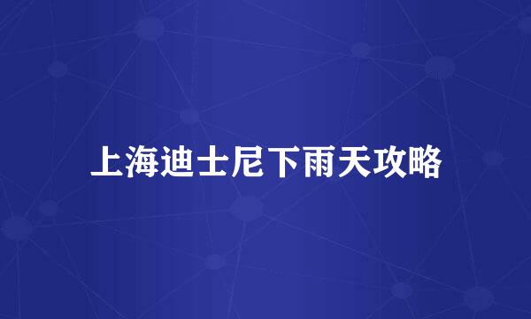上海迪士尼下雨天攻略