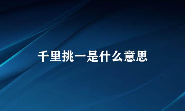 千里挑一是什么意思